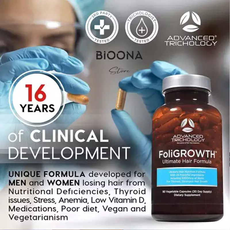 مکمل ضد ریزش مو Foli Growth برند Advance Trichology با کیفیت